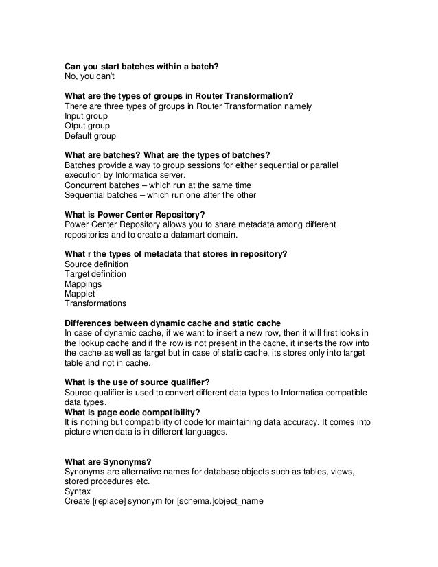 Informatica Interview Questions With Answers Pdf